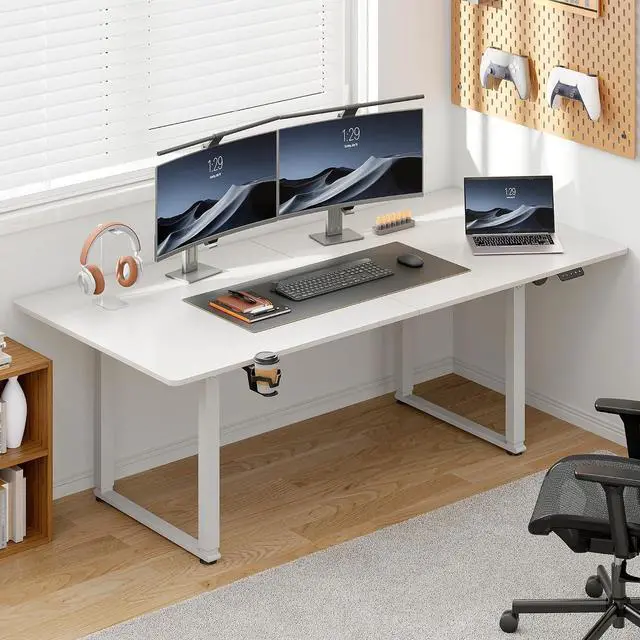 Main image of 71x32 Inch Adjustable Standing Desk with 4 Legs, White