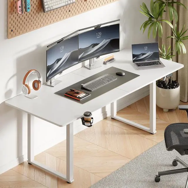 Alt view image 3 of 7 - 71x32 Inch Adjustable Standing Desk with 4 Legs, White