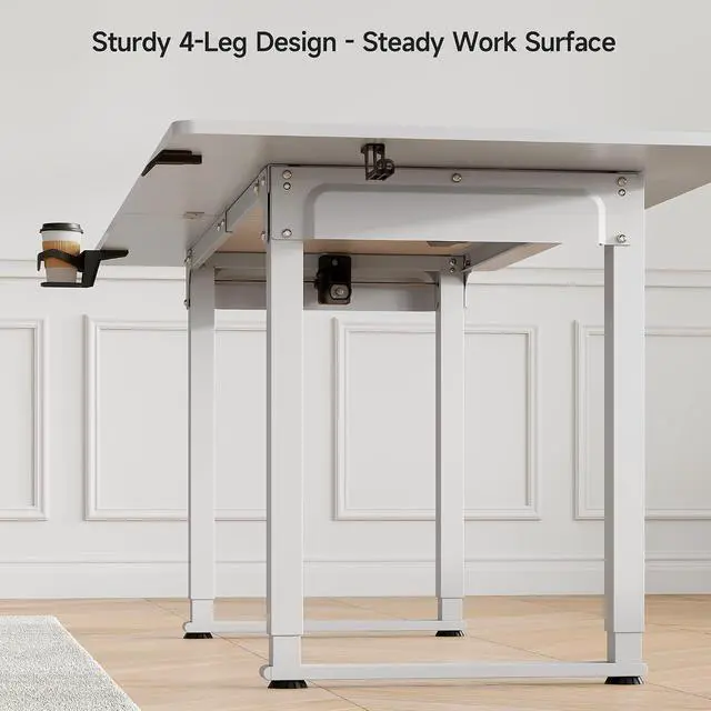 Alt view image 7 of 7 - 71x32 Inch Adjustable Standing Desk with 4 Legs, White
