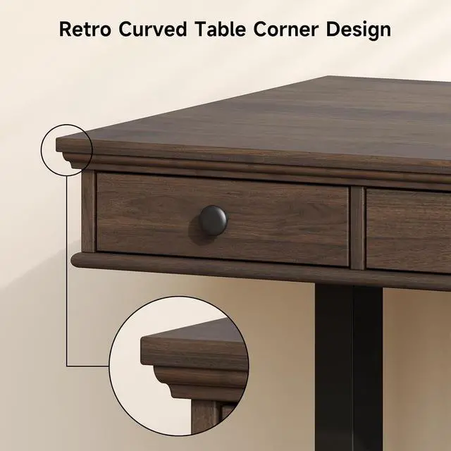 Alt view image 7 of 7 - 55 x 23 Inch Electric Standing Desk with Drawers, Dark Walnut