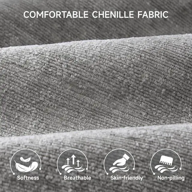 Alt view image 6 of 7 - Oversized Accent Chair, Chenille Fabric Reading Chair, Grey