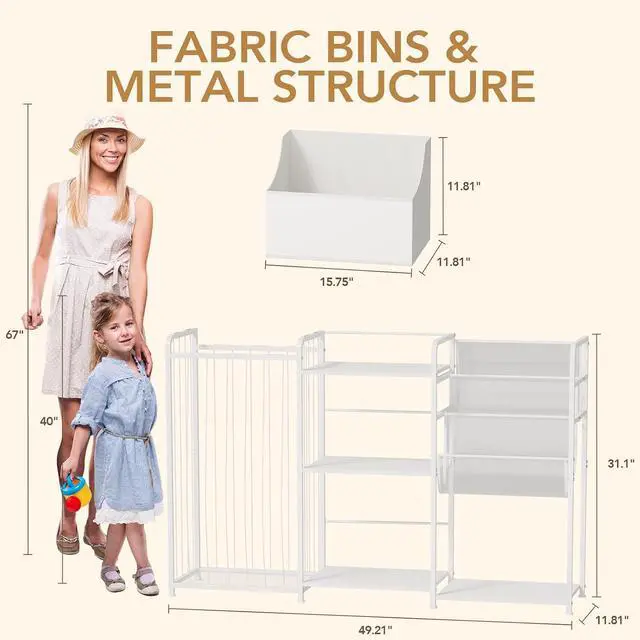 Alt view image 2 of 7 - Kids Bookshelf and Toy Storage Organizer with Stuffed Animal Storage