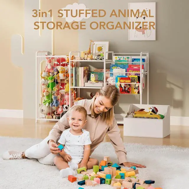 Alt view image 7 of 7 - Kids Bookshelf and Toy Storage Organizer with Stuffed Animal Storage