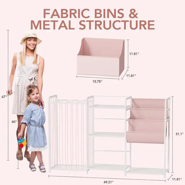 Alt view image 2 of 7 - Kids Bookshelf and Toy Storage Organizer with Stuffed Animal Storage