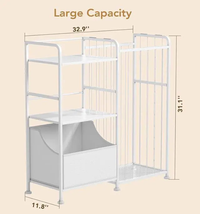 Alt view image 2 of 7 - Toy Storage Organizer, Stuffed Animal Storage with Toy Bin, White