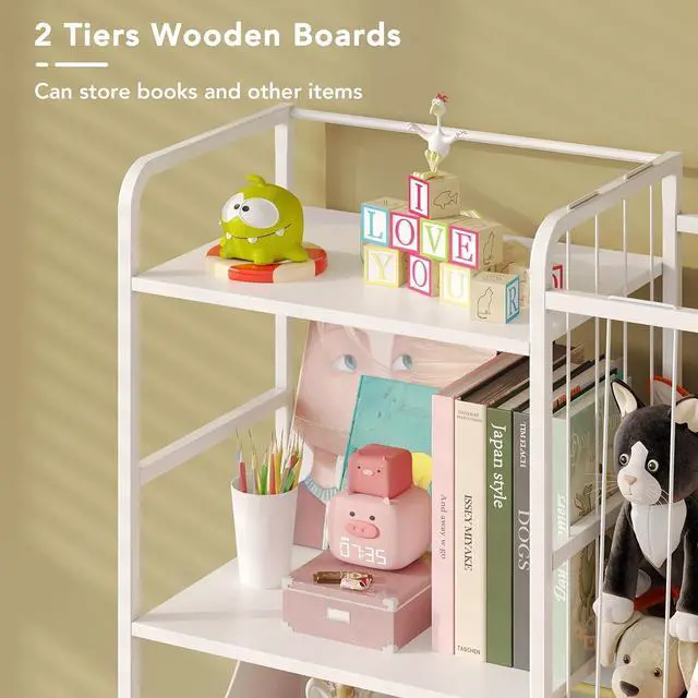Alt view image 6 of 7 - Toy Storage Organizer, Stuffed Animal Storage with Toy Bin, White