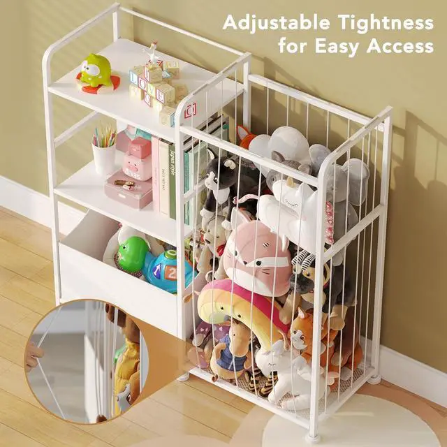 Alt view image 5 of 7 - Toy Storage Organizer, Stuffed Animal Storage with Toy Bin, White