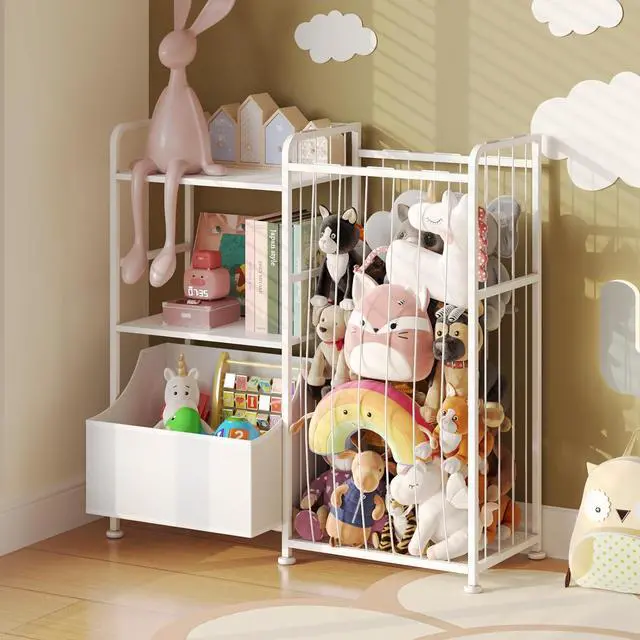 Alt view image 7 of 7 - Toy Storage Organizer, Stuffed Animal Storage with Toy Bin, White