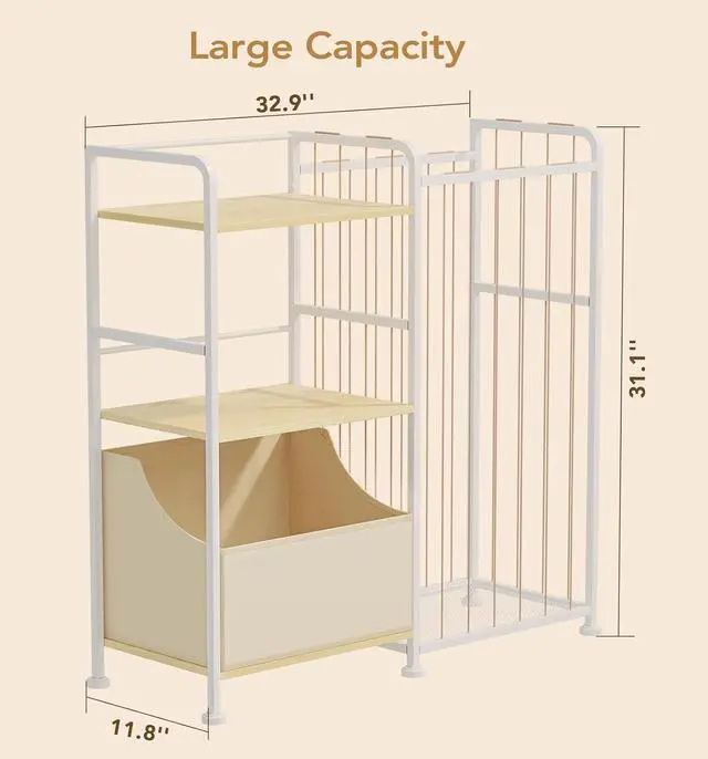 Alt view image 2 of 7 - Toy Storage Organizer, Stuffed Animal Storage with Toy Bin, Beige