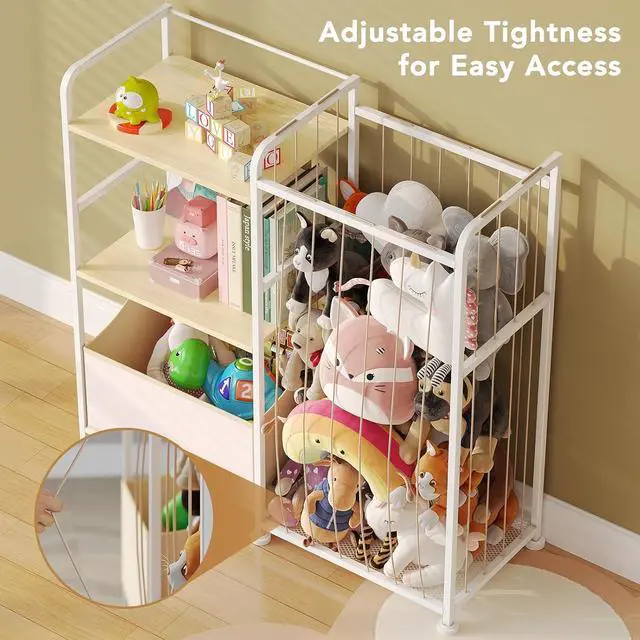 Alt view image 5 of 7 - Toy Storage Organizer, Stuffed Animal Storage with Toy Bin, Beige