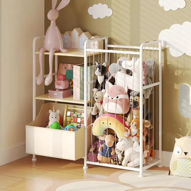 Alt view image 7 of 7 - Toy Storage Organizer, Stuffed Animal Storage with Toy Bin, Beige