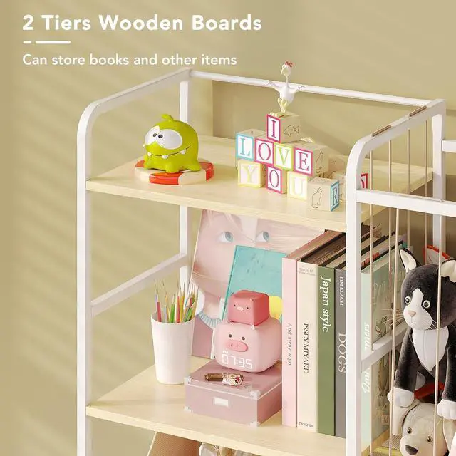 Alt view image 6 of 7 - Toy Storage Organizer, Stuffed Animal Storage with Toy Bin, Beige