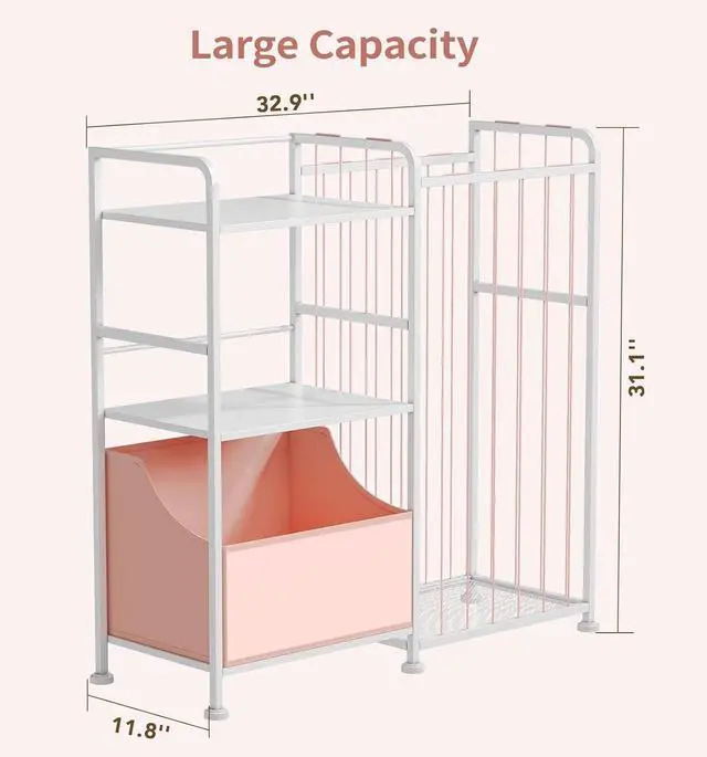 Alt view image 2 of 7 - Toy Storage Organizer, Stuffed Animal Storage with Toy Bin, Pink