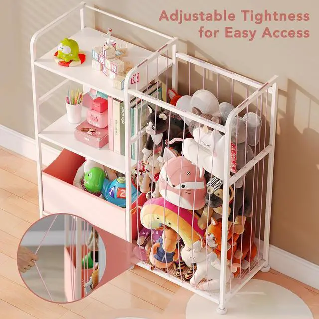 Alt view image 5 of 7 - Toy Storage Organizer, Stuffed Animal Storage with Toy Bin, Pink