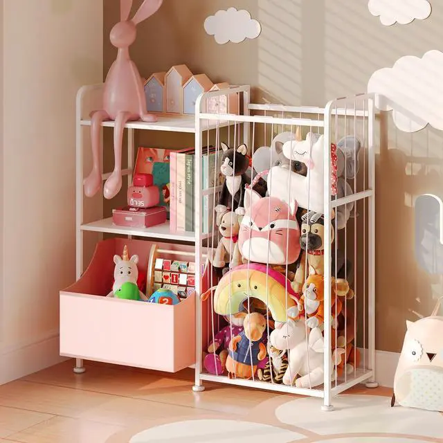 Alt view image 7 of 7 - Toy Storage Organizer, Stuffed Animal Storage with Toy Bin, Pink