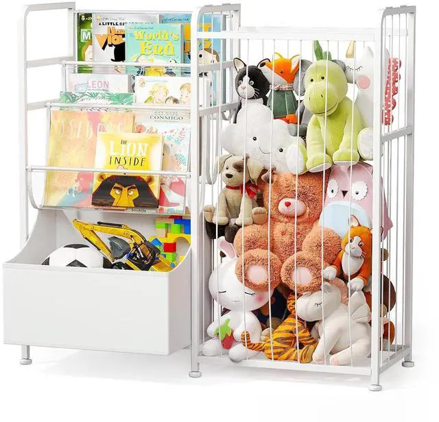 Main image of Kids Bookshelf and Toy Storage with Toy Bins, Stuffed Animal Storage