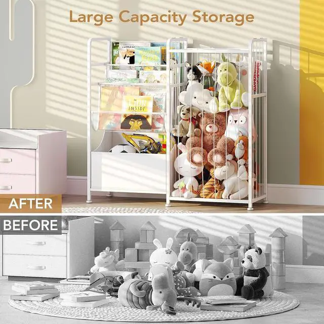 Alt view image 3 of 7 - Kids Bookshelf and Toy Storage with Toy Bins, Stuffed Animal Storage