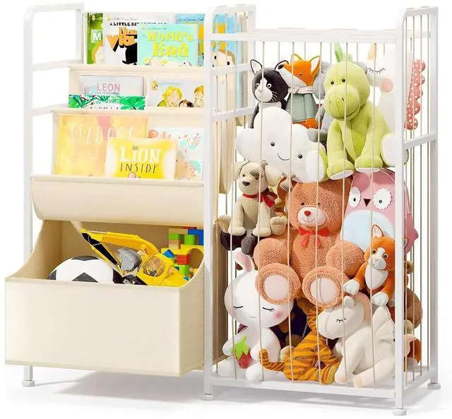 Main image of Kids Bookshelf and Toy Storage with Toy Bins, Stuffed Animal Storage