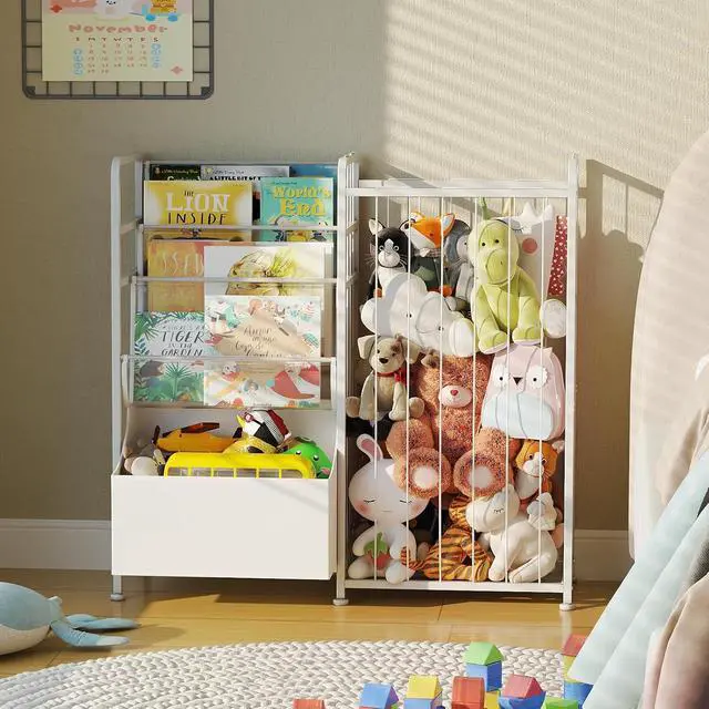 Alt view image 7 of 7 - Kids Bookshelf and Toy Storage with Toy Bins, Stuffed Animal Storage