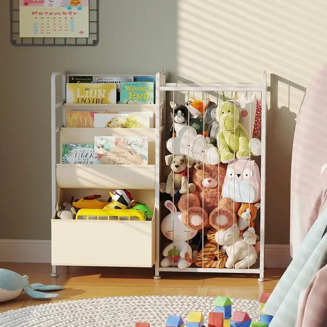 Alt view image 2 of 7 - Kids Bookshelf and Toy Storage with Toy Bins, Stuffed Animal Storage