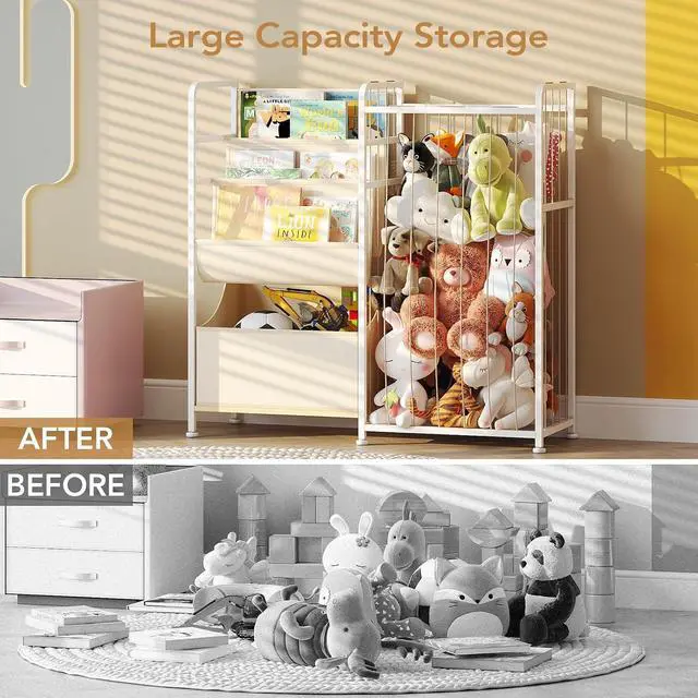 Alt view image 4 of 7 - Kids Bookshelf and Toy Storage with Toy Bins, Stuffed Animal Storage