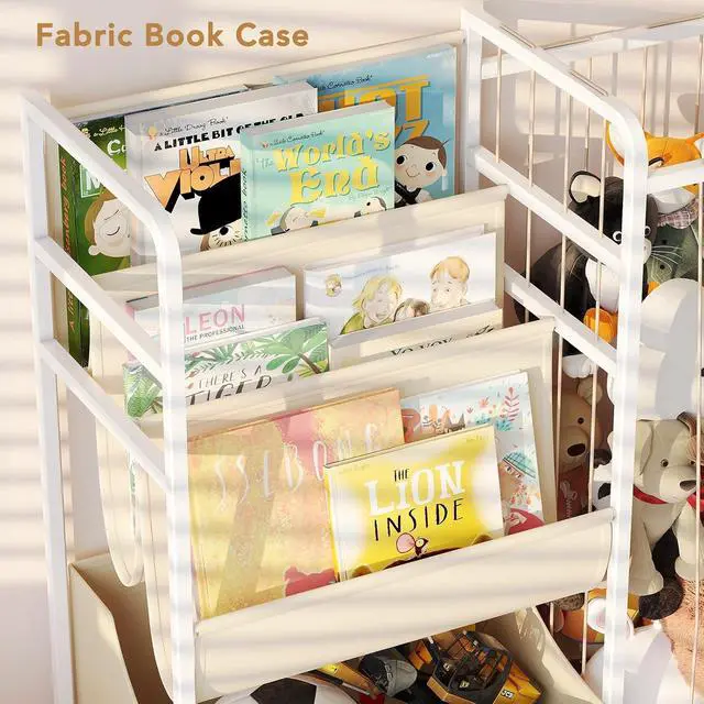 Alt view image 6 of 7 - Kids Bookshelf and Toy Storage with Toy Bins, Stuffed Animal Storage