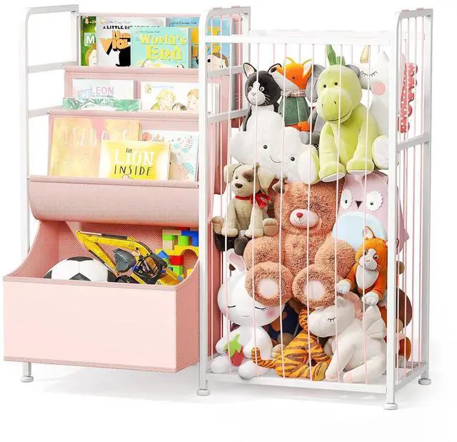 Main image of Kids Bookshelf and Toy Storage with Toy Bins, Stuffed Animal Storage