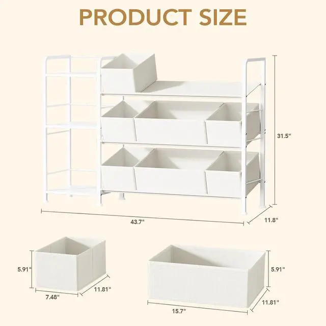 Alt view image 3 of 7 - Kids Bookshelf and Toy Storage Organizer with 9 Removable Toy Bins