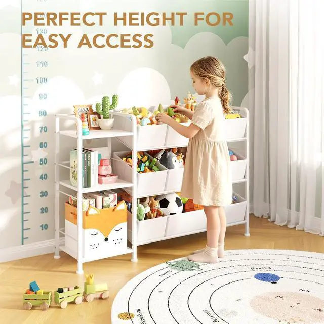 Alt view image 7 of 7 - Kids Bookshelf and Toy Storage Organizer with 9 Removable Toy Bins