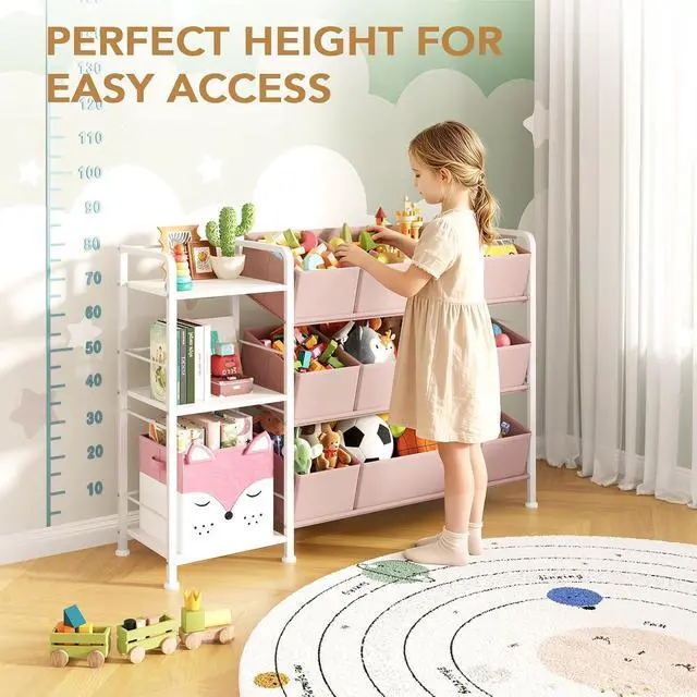 Alt view image 7 of 7 - Kids Bookshelf and Toy Storage Organizer with 9 Removable Toy Bins