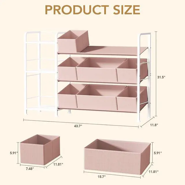 Alt view image 3 of 7 - Kids Bookshelf and Toy Storage Organizer with 9 Removable Toy Bins
