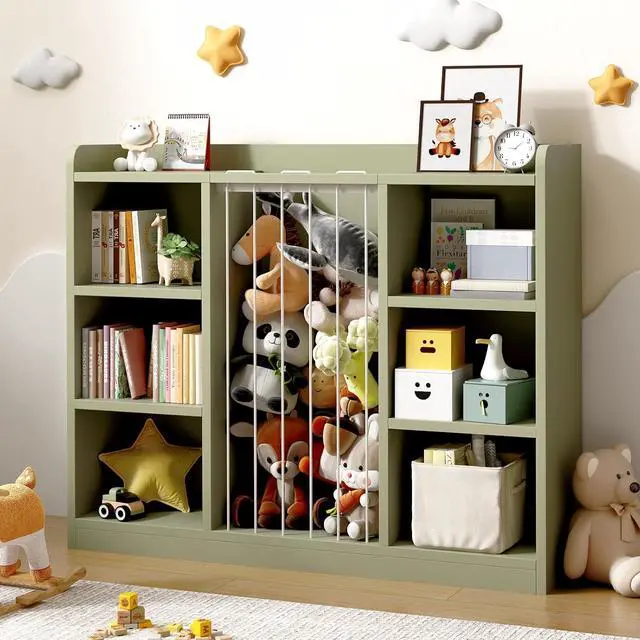 Main image of Toy Storage Organizer with 6 Cube, Stuffed Animal Storage, Green