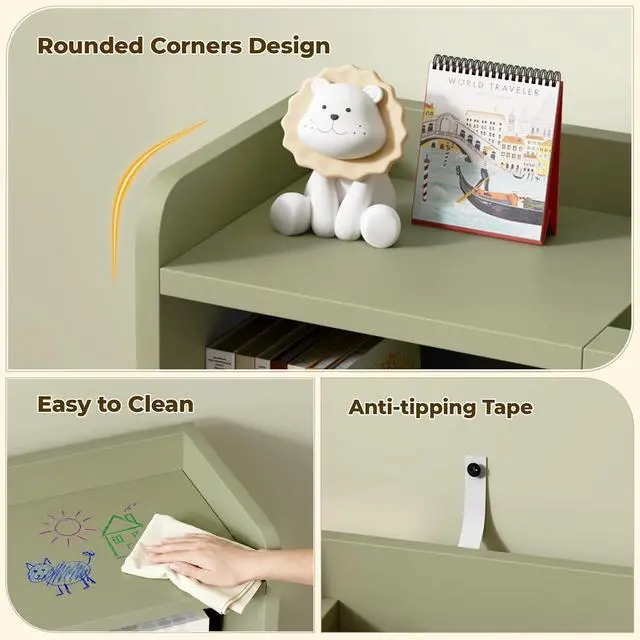 Alt view image 5 of 7 - Toy Storage Organizer with 6 Cube, Stuffed Animal Storage, Green