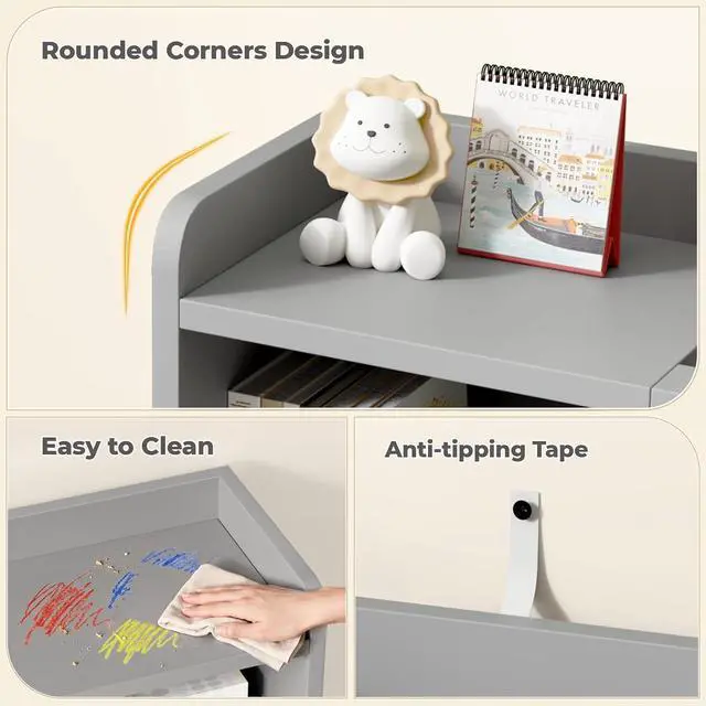 Alt view image 5 of 7 - Toy Storage Organizer with 6 Cube, Stuffed Animal Storage, Grey