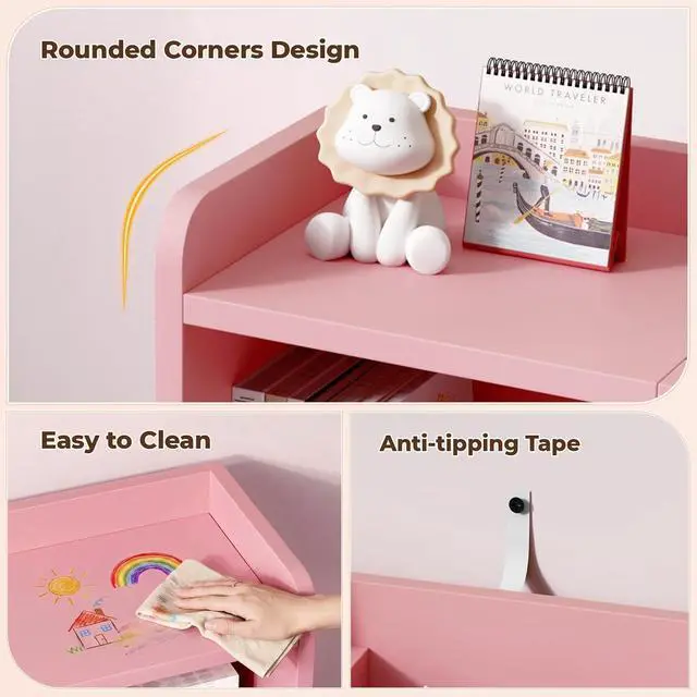 Alt view image 5 of 7 - Toy Storage Organizer with 6 Cube, Stuffed Animal Storage, Pink