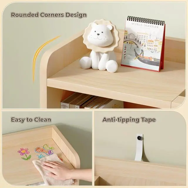 Alt view image 5 of 7 - Toy Storage Organizer with 6 Cube, Stuffed Animal Storage, Maple