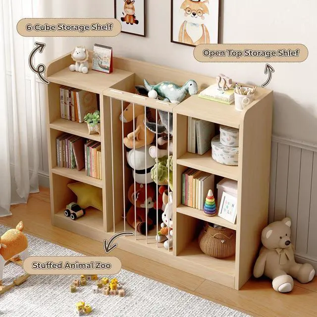 Alt view image 4 of 7 - Toy Storage Organizer with 6 Cube, Stuffed Animal Storage, Maple