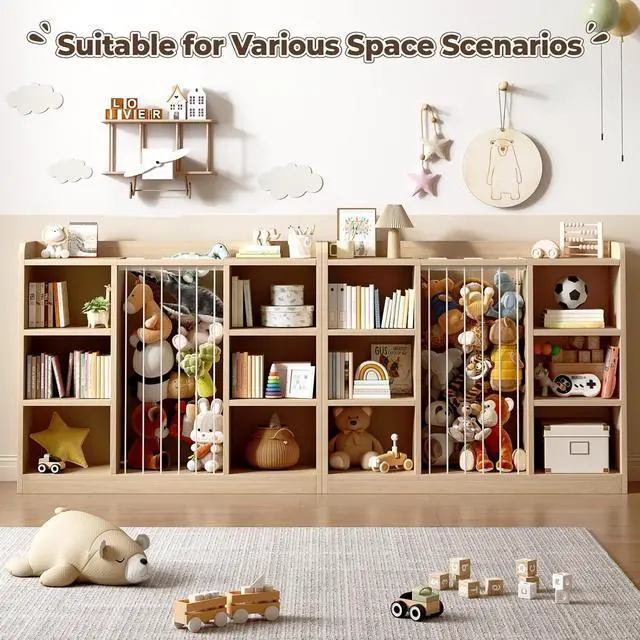 Alt view image 6 of 7 - Toy Storage Organizer with 6 Cube, Stuffed Animal Storage, Maple