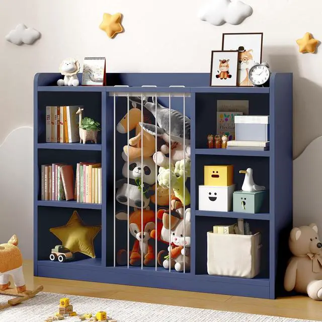 Main image of Toy Storage Organizer with 6 Cube, Stuffed Animal Storage, Blue