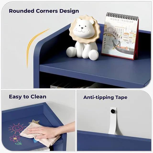 Alt view image 5 of 7 - Toy Storage Organizer with 6 Cube, Stuffed Animal Storage, Blue