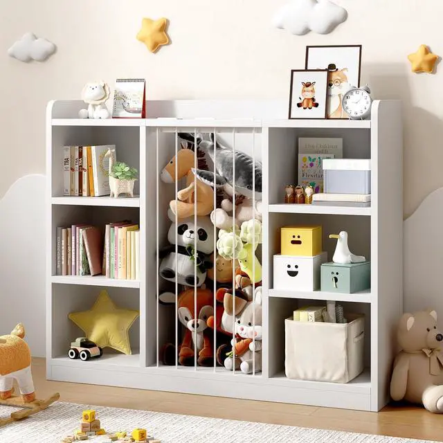 Main image of Toy Storage Organizer with 6 Cube, Stuffed Animal Storage, White