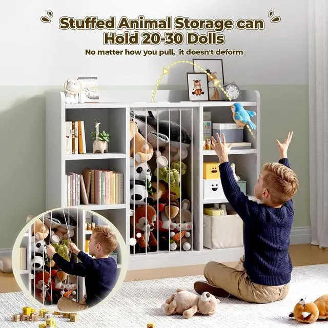 Alt view image 3 of 7 - Toy Storage Organizer with 6 Cube, Stuffed Animal Storage, White