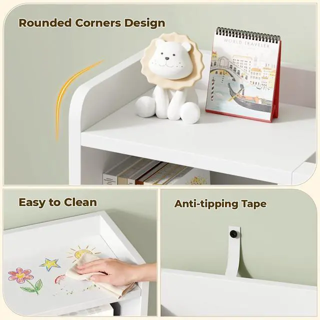 Alt view image 5 of 7 - Toy Storage Organizer with 6 Cube, Stuffed Animal Storage, White