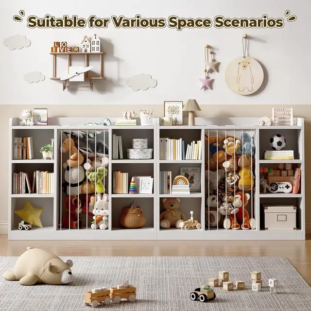 Alt view image 6 of 7 - Toy Storage Organizer with 6 Cube, Stuffed Animal Storage, White
