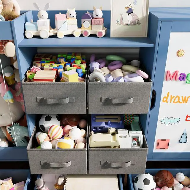 Alt view image 6 of 7 - 61" W Wooden Kids Toy Storage Organizer with Stuffed Animal Storage