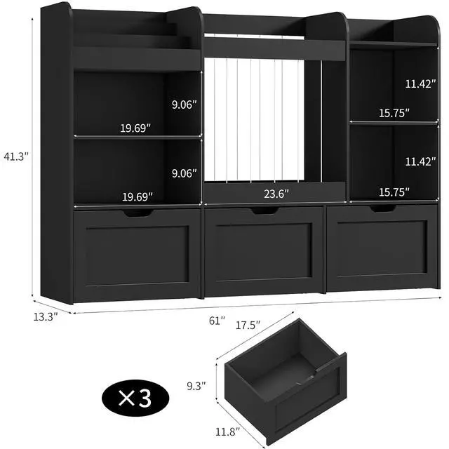Alt view image 2 of 7 - 61" W Extra Large Toy Storage and Organizer with Stuffed Animal Zoo