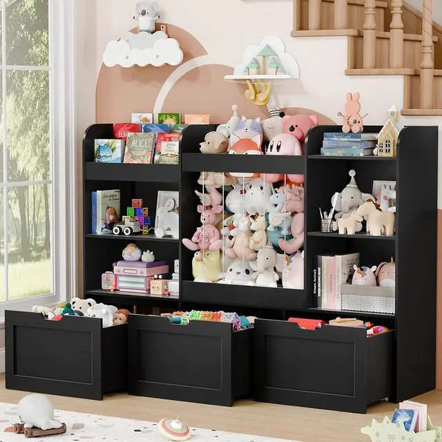 Alt view image 3 of 7 - 61" W Extra Large Toy Storage and Organizer with Stuffed Animal Zoo