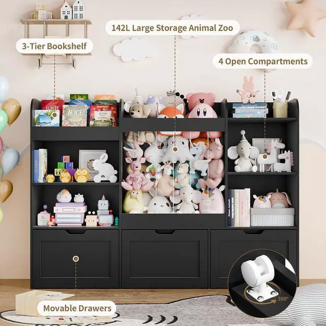 Alt view image 4 of 7 - 61" W Extra Large Toy Storage and Organizer with Stuffed Animal Zoo