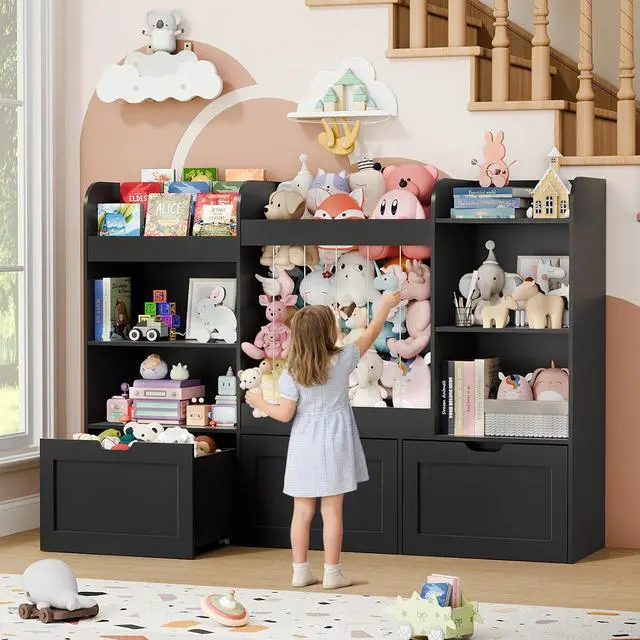 Alt view image 5 of 7 - 61" W Extra Large Toy Storage and Organizer with Stuffed Animal Zoo