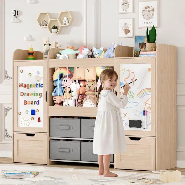 Main image of VontinT Montessori Bookshelf & Toy Organizer & Stuffed Animal Zoo, Wooden